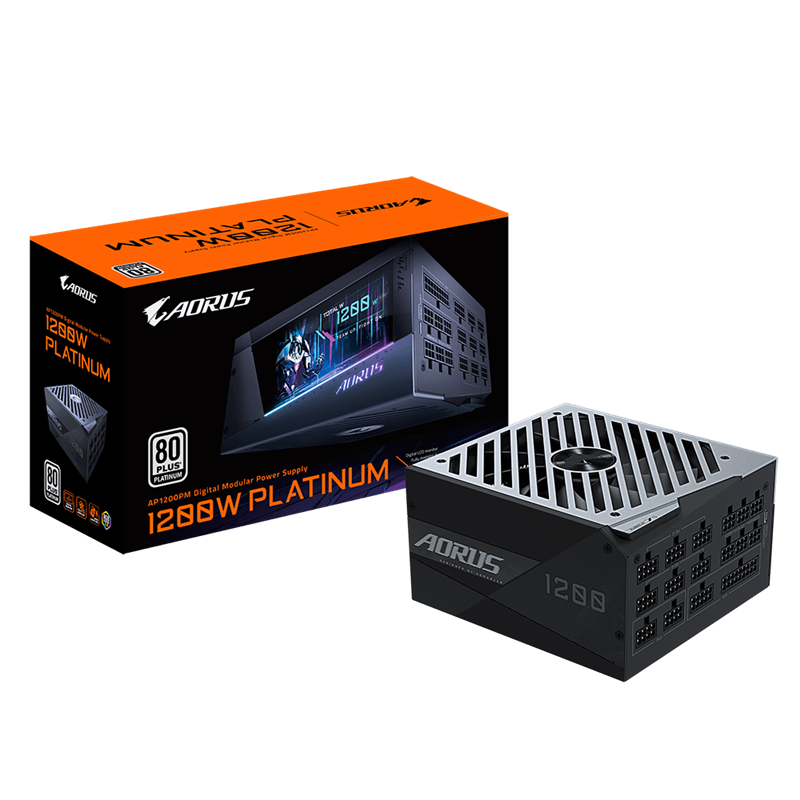GIGABYTE, 1200W, POWER, SUPPLY, MODULAR, CABLE, 80, PLUS, PLATINUM, LCD, SCREEN, 10YR, WTY, 