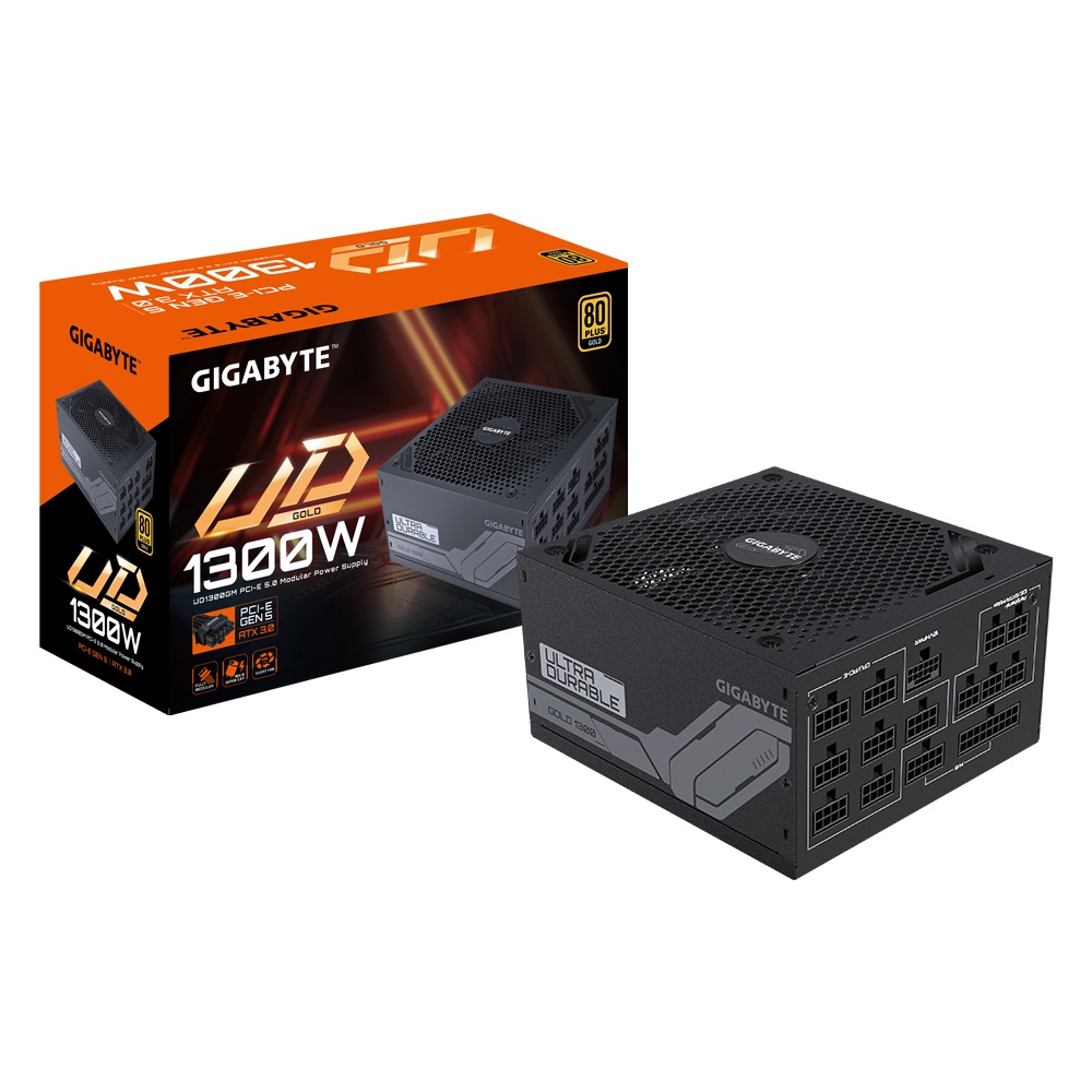 Cables/GIGABYTE: GIGABYTE, 1300W, POWER, SUPPLY, MODULAR, CABLE, PCIe5, 80, PLUS, GOLD, 10YR, WTY, 