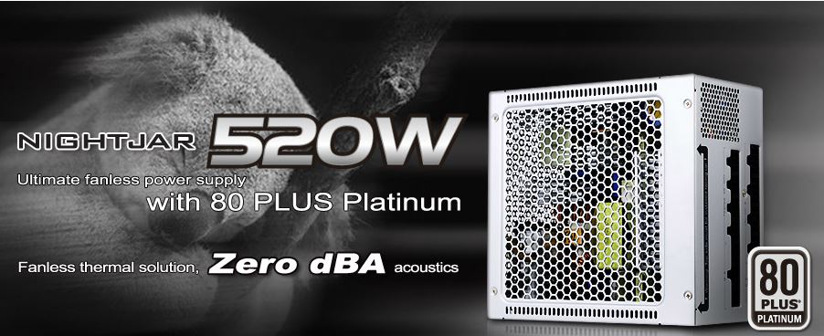 Silverstone, 520W, NJ, PSU, 80+, Platinum, Fully, Modular, Fanless, ATX, PSU, 3, Years, Warranty, (LS), 