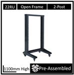 LDR, Flat, Packed, 22U, 2-Post, Open, Frame, Rack, Black, Metal, Construction, 