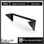 LDR, Open, Frame, 3U, Vertical, Wall, Mount, Frame, (500mm, x, 150mm), -, Black, Metal, Construction, 