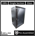 LDR, Assembled, 18U, Wall, Mount, Cabinet, (600mm, x, 450mm), Glass, Door, -, Black, Metal, Construction, -, Top, Fan, Vents, -, Side, Access, 