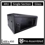 LDR, Assembled, 4U, Wall, Mount, Cabinet, (600mm, x, 450mm), Glass, Door, -, Black, Metal, Construction, -, Top, Fan, Vents, -, Side, Access, 