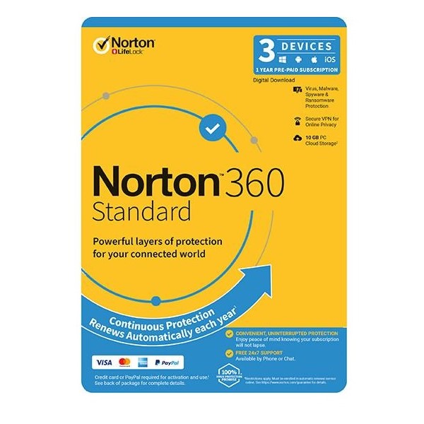 Security, Firewall and Anti-Virus/Norton: Norton, 360, Standard, 10GB, AU, 1, User, 3, Device, 