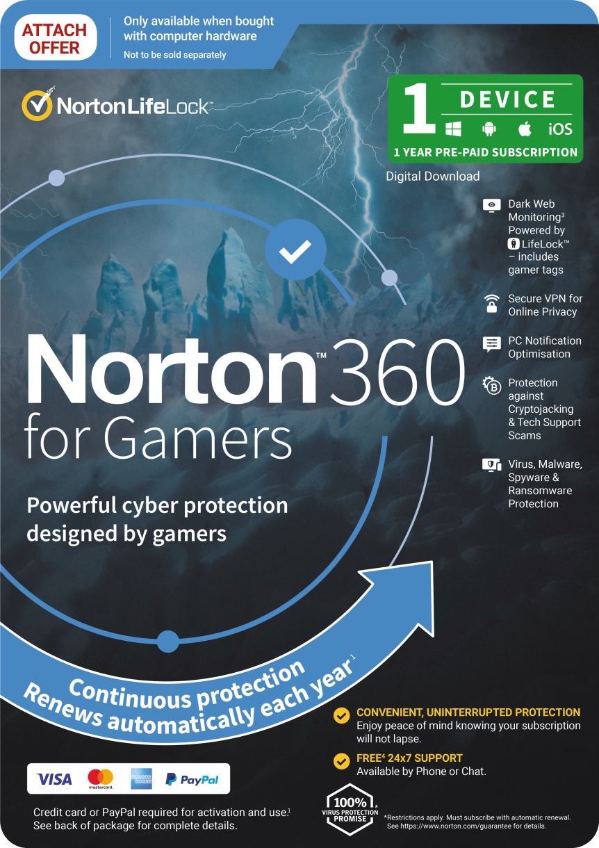 Security, Firewall and Anti-Virus/Norton: Norton, 360, For, Gamers, Empower, 50GB, AU, 1, User, 1, Device, 