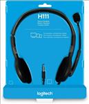 Logitech, H111, Strereo, Headset, (Single, 3.5mm, Jack), Cable, length:, 7.71, ft, (2.35, m), 2-Year, Limited, Hardware, Warranty, 