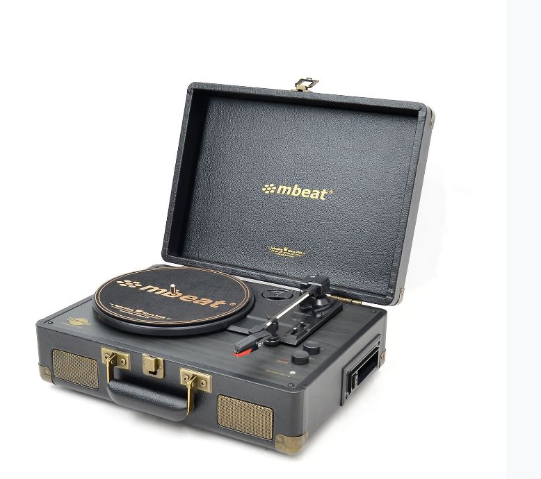 mbeatÂ®, Uptown, Retro, Bluetooth, Turntable, &, Cassette, Player, Bluetooth, Streaming, 33/45, RPM, Vinyls, and, Cassette, 3.5mm, A, 