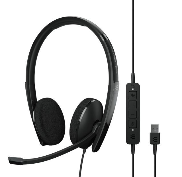 EPOS, Sennheiser, ADAPT, 160T, USB, II, On-ear, double-sided, USB-A, headset, with, in-line, call, control, and, foam, earpads., Certi, 