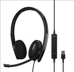 EPOS, Sennheiser, ADAPT, 160T, USB, II, On-ear, double-sided, USB-A, headset, with, in-line, call, control, and, foam, earpads., Certi, 