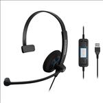 EPOS, Sennheiser, Monaural, Wideband, Office, headset, integrated, call, control, USB, connect, Activegard, protection, large, e, 