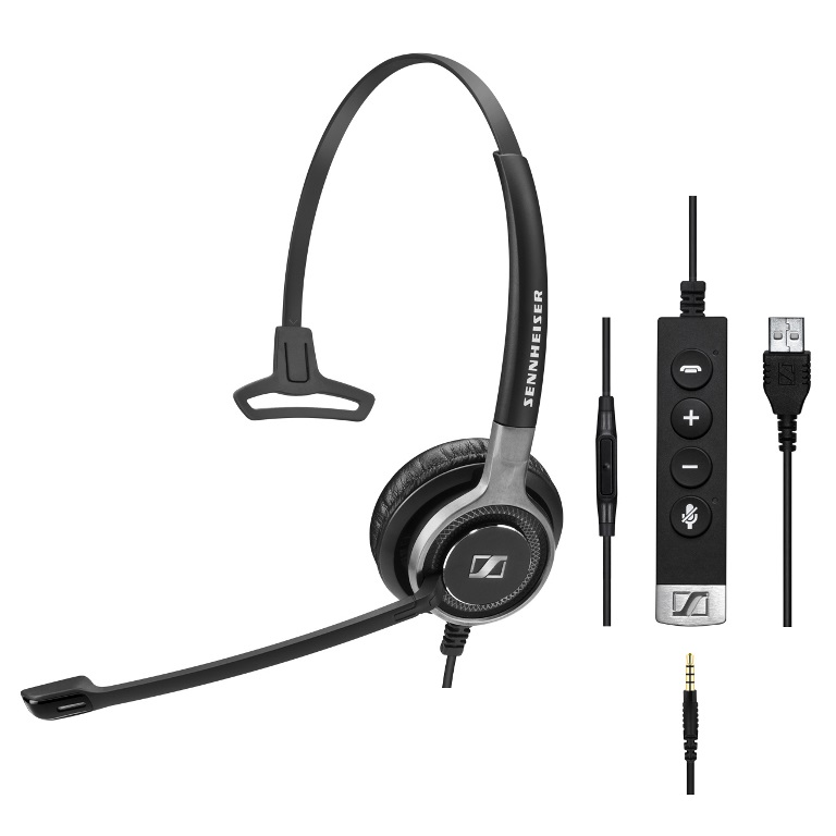 EPOS, Sennheiser, SC635, USB, Wired, monaural, UC, headset, with, 3.5, mm, jack, and, USB, connectivity., In-line, call, control, on, US, 