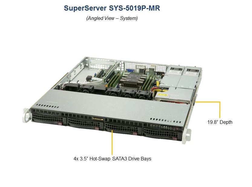 Supermicro, 1RU, SuperServer, 5019P-MR, Barebone, Server, Single, Scaleable, Socket, LGA3647, 4, x, 3.5, HDD, Hot, Swap, IPMI, 400w, 