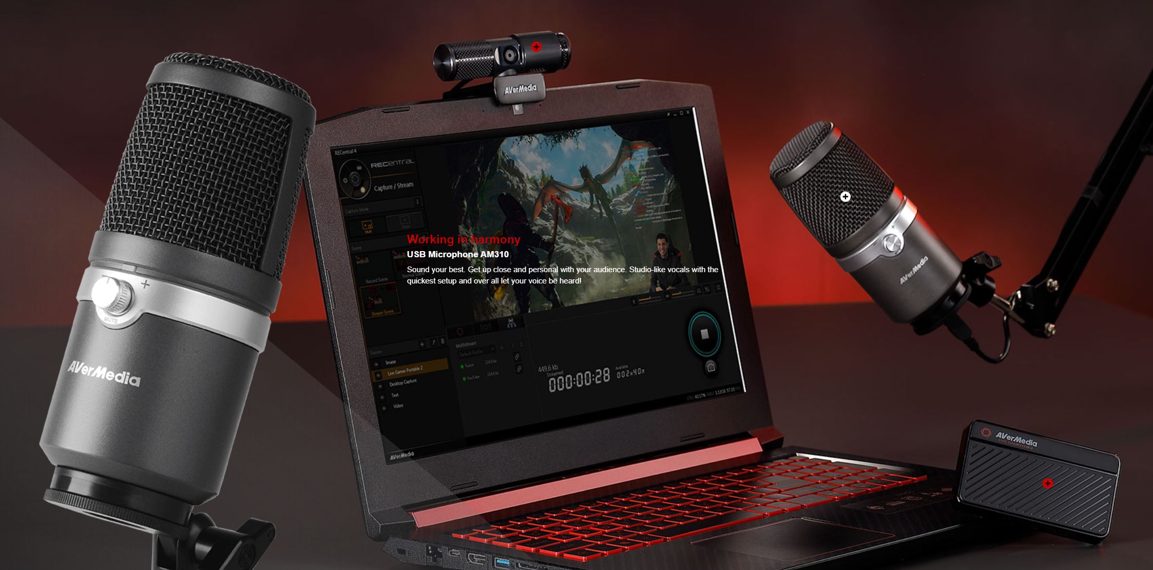 AVerMedia, BO311, Streaming, Kit, (GC311, +, PW313, +, AM310), Compact, Stream, Device, Webcam, Microphone, 