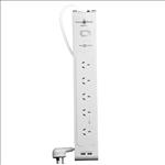 PowerShield, PSZ5U2, ZapGuard, 5, Way, Power, Surge, Filter, Board, 2, x, USB, Connectors, Wide, Spaced, Sockets, Wall, Mountable, Whi, 