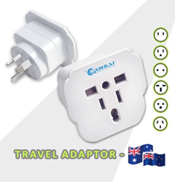 Sansai, Travel, Adaptor, for, 240V, equipment, from, Britain, USA, Europe, Japan, China, HongKong, Singapore, Korea, &, Italy, to, 