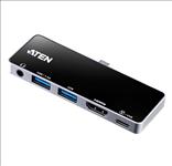 Aten, USB-C, Travel, Dock, with, Power, Pass-Through, Multiport, connection, Supports, DP1.4, with, single, HDMI, video, output, Desi, 