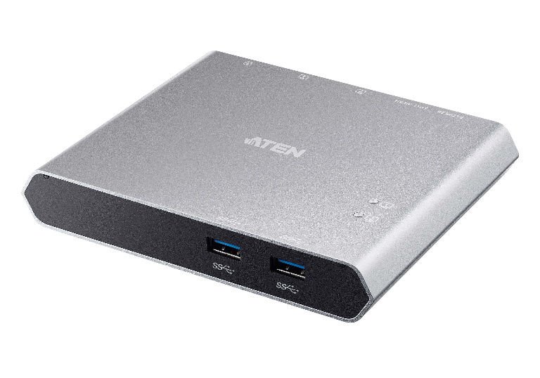 Aten, Sharing, Switch, 2x2, USB-C, 2x, Devices, 2x, USB, 3.2, Gen2, Ports, Power, Passthrough, Remote, Port, Selctor, Plug, and, Play, 