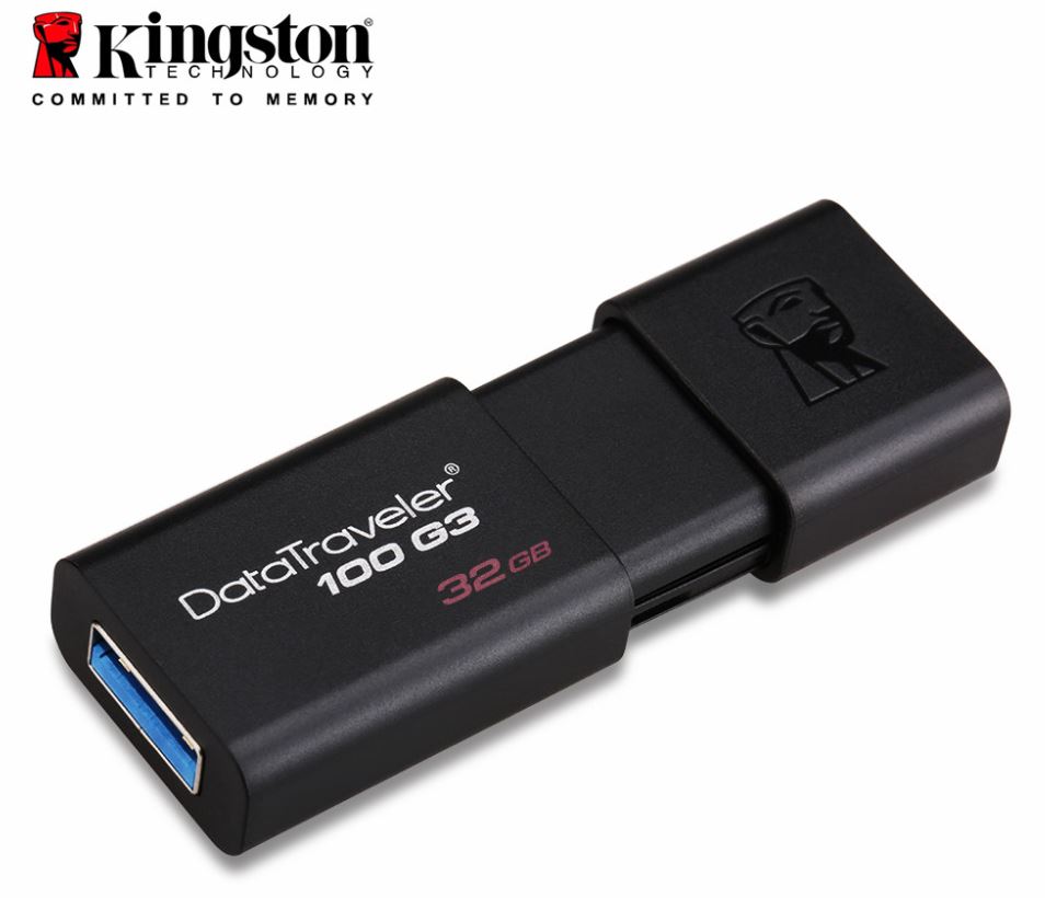 Kingston, 32GB, USB3.0, Flash, Drive, Memory, Stick, Thumb, Key, DataTraveler, DT100G3, Retail, Pack, 5yrs, warranty, ~USK-DT100G3-32F, 