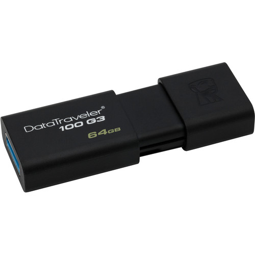 Adapters/Kingston: Kingston, 64GB, USB3.0, Flash, Drive, Memory, Stick, Thumb, Key, DataTraveler, DT100G3, Retail, Pack, 5yrs, warranty, 