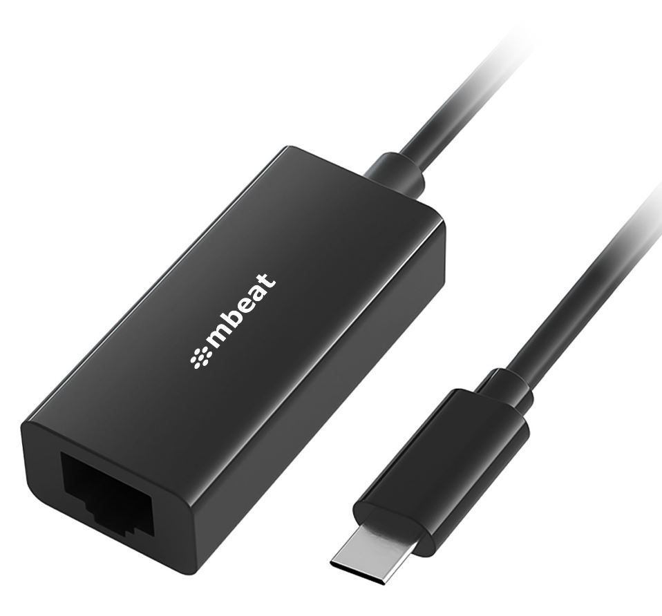 Adapters/MBEAT: mbeatÂ®, USB-C, Gigabit, Ethernet, Adapter, -, Black, 