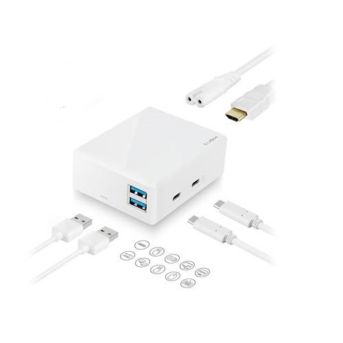 mbeatÂ®, Cubix, portable, USB-C, Docking, Station, with, Built-in, Power, (White, Colour), -, USB-C, 2.0, 20V/45W, Direct, Output, (5, 