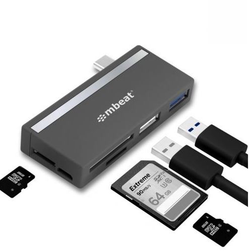 Adapters/MBEAT: mbeatÂ®, EssentialÂ , 5-IN-1, USB-, C, Hub, (, USB, hub, 2.0, 3.0, SD/TF, Card, Reader, Supports, SDXC, MicroSDXC), 