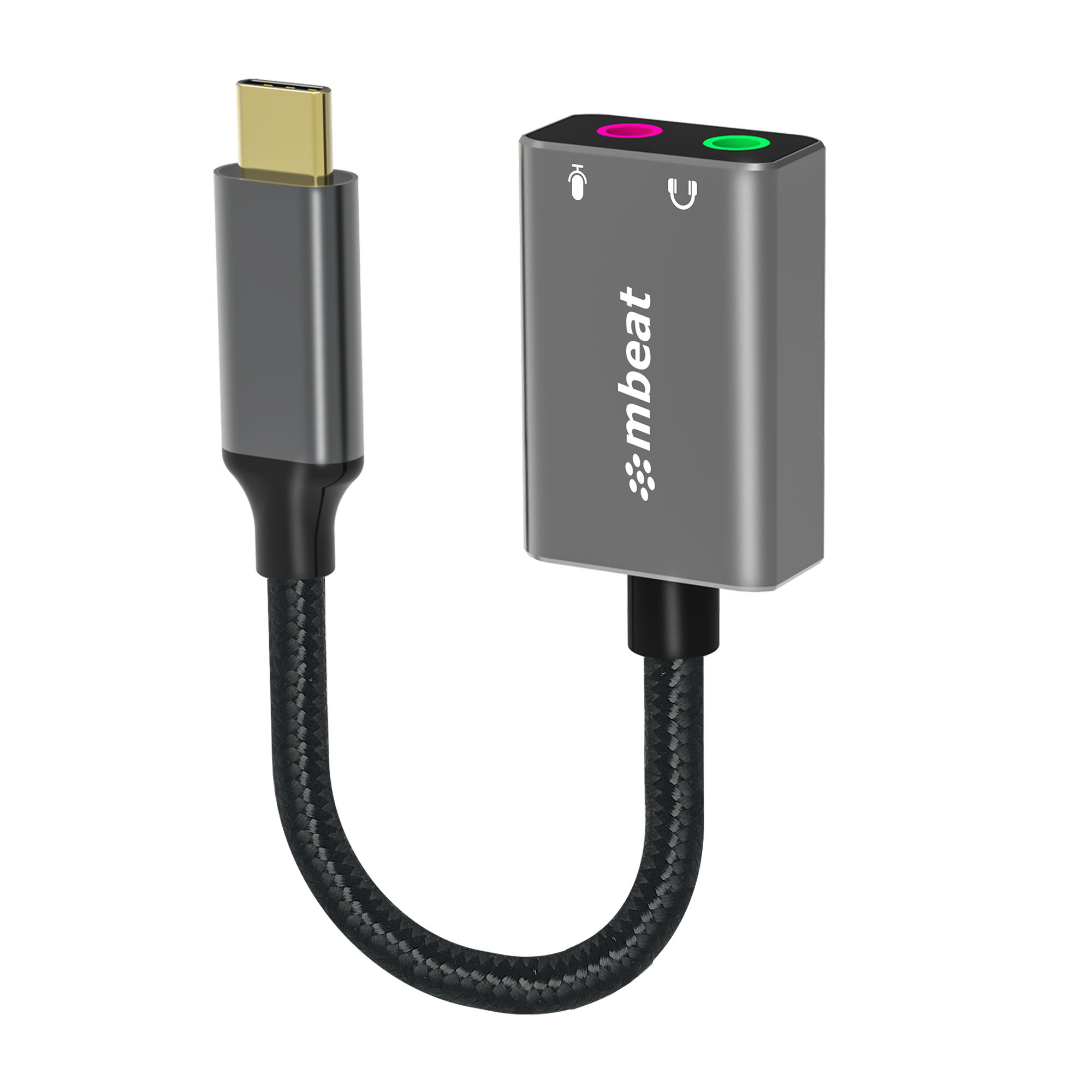Adapters/MBEAT: mbeat, Elite, USB-C, to, 3.5mm, Audio, and, Microphone, Adapter, -, Adds, Headphone, Audio, and, Microphone, Jack, to, USB-C, Computer, T, 