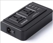 ORICO, 2, AC, Outlets, and, 4, USB, Travel, Prower, Board, -, Black, (OPC-2A4U), 