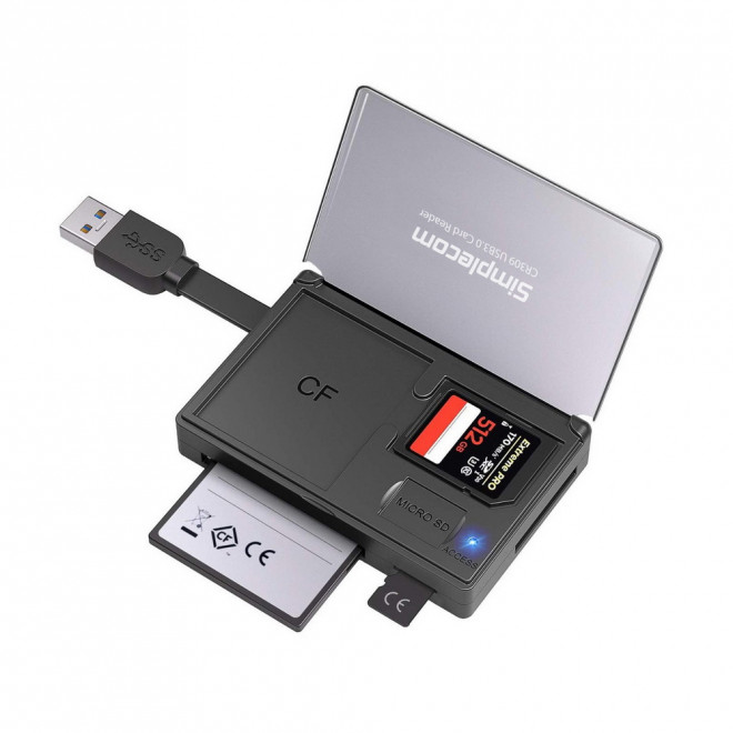 Adapters/Simplecom: Simplecom, CR309, 3-Slot, SuperSpeed, USB, 3.0, Card, Reader, with, Card, Storage, Case, 