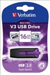 Verbatim, 16GB, V3, USB3.0, Violet, Store, n, Go, V3;, Rectractable, USB, Storage, Drive, Memory, Stick, 