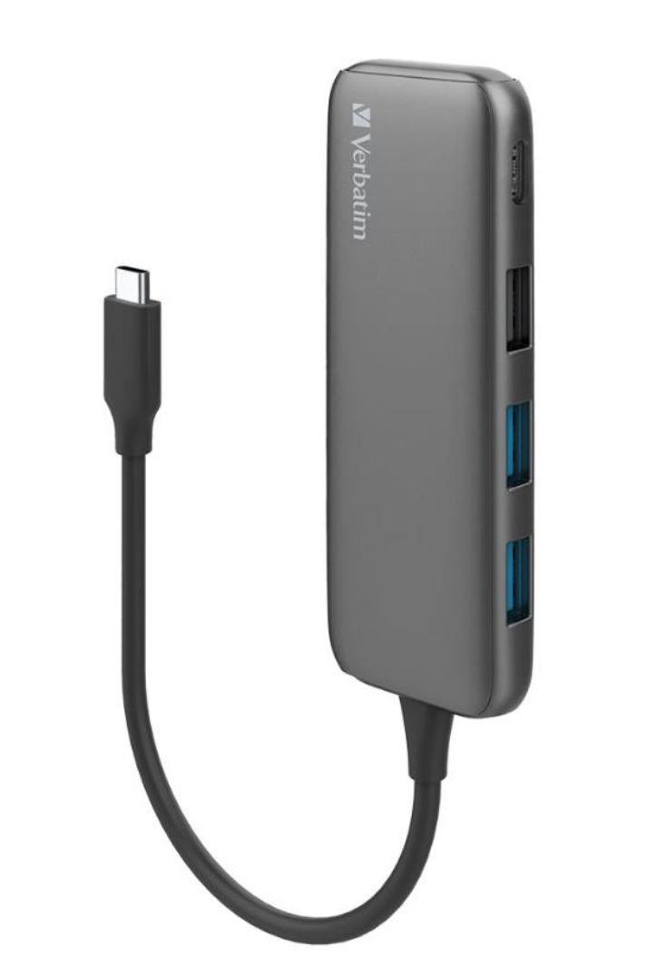 Verbatim, USB-C, HUB, WITH, USB3, 1X, USB, C, PORT, -GREY, 