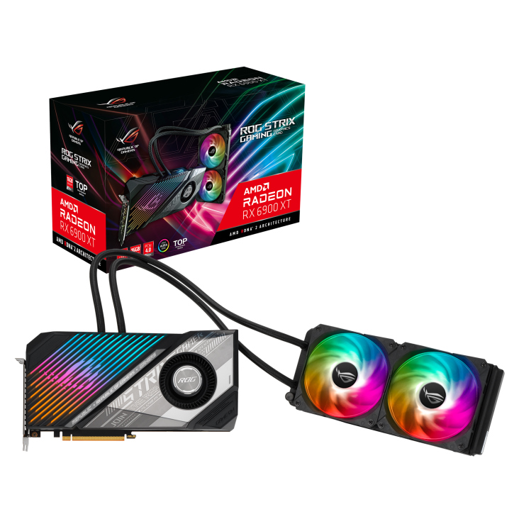 ASUS, AMD, Radeon, ROG, STRIX, LC, RX, 6900, XT, 16G, Video, Card, PCI-E, 4.0, Up, to, 2525, MHz, Boost, Clock, 2375, MHz, Game, Clock, 2x, D, 