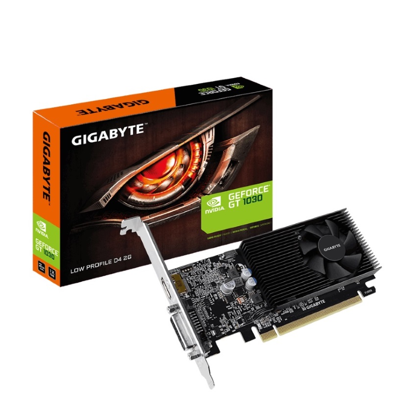 Gigabyte, nVidia, GeForce, GT, 1030, 2GB, DDR4, Fan, PCIe, Video, Card, 4K, @, 60Hz, HDMI, DVI, 2xDisplays, Low, Profile, 1417/1379MHz, ~GV-, 