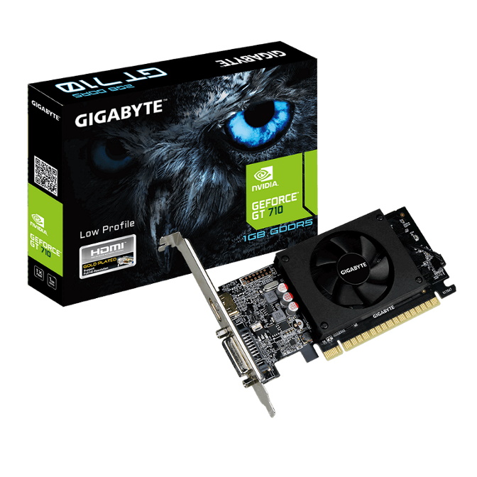 Gigabyte, nVidia, GeForce, GT, 710, 1GB, DDR5, PCIe, Video, Card, 4K, 2xDisplays, HDMI, DVI, Low, Profile, 954MHz, ~GV-N710D5-1GI, 