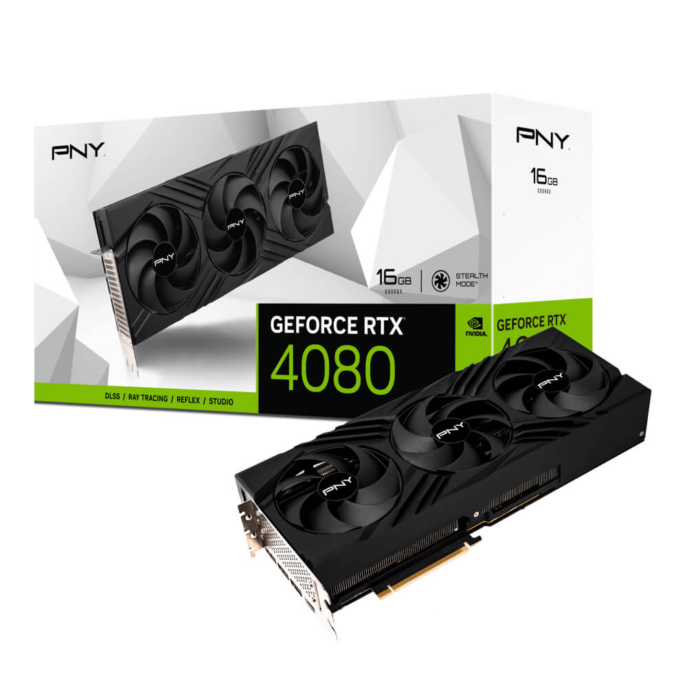 PNY, Nvidia, GeForce, RTX, 4080, 16GB, GDDR6X, TF, VERTO, Triple, Fan, 9728, Cude, Cores, 23Gbps, 2205/2505, Mhz, 3x, DP, 1x, HDMI, 2.1, 