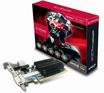 Sapphire, AMD, R5, 230, 1GB, Video, Card, -, GDDR3, PCI-E, HDMI/DVI/VGA, LP, Bracket, Included, 